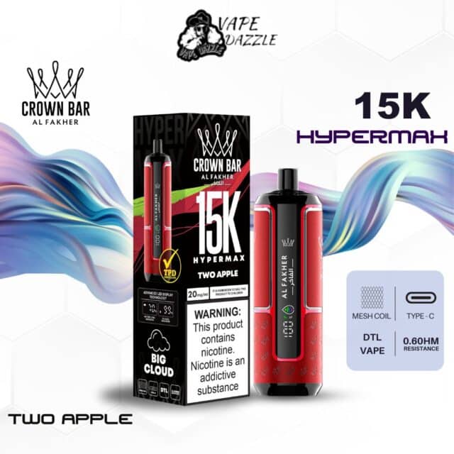 al fakher crown bar hypermax Two apple 15000 puffs