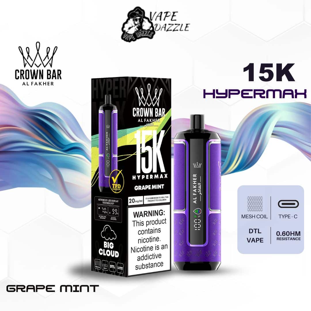 al fakher crown bar hypermax grape mint 15000 puffs