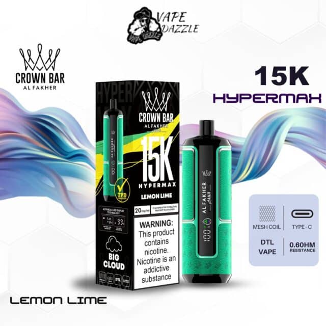 al fakher crown bar hypermax lemon lime 15000 puffs