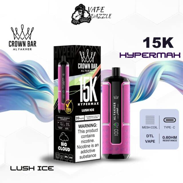 al fakher crown bar hypermax lush ice 15000 puffs