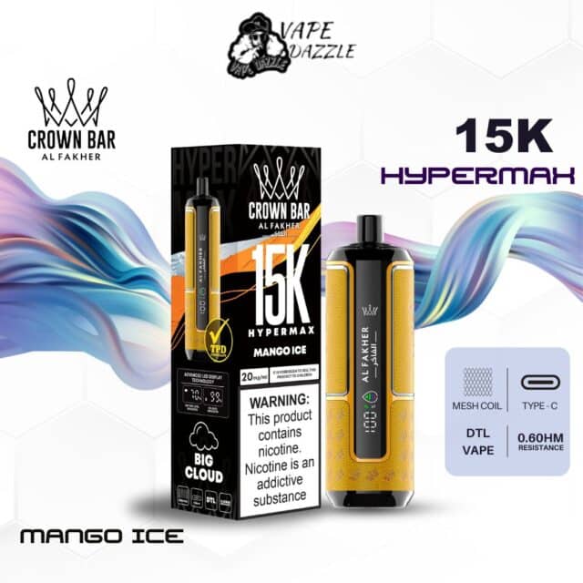 al fakher crown bar hypermax mango ice 15000 puffs