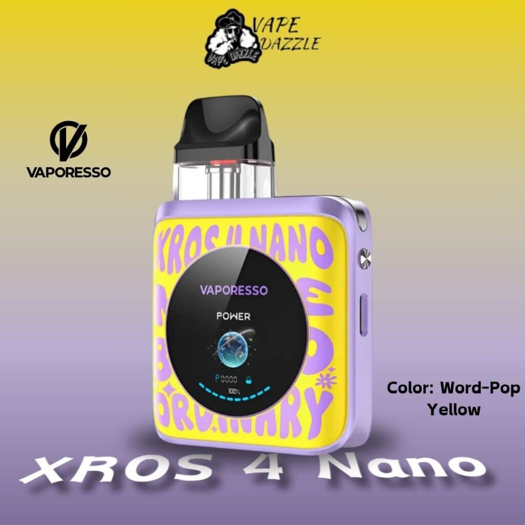 vaporesso xros nano pod word pop yellow color