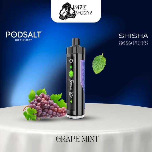 Podsalt shisha Grape Mint flavor 8000 puffs