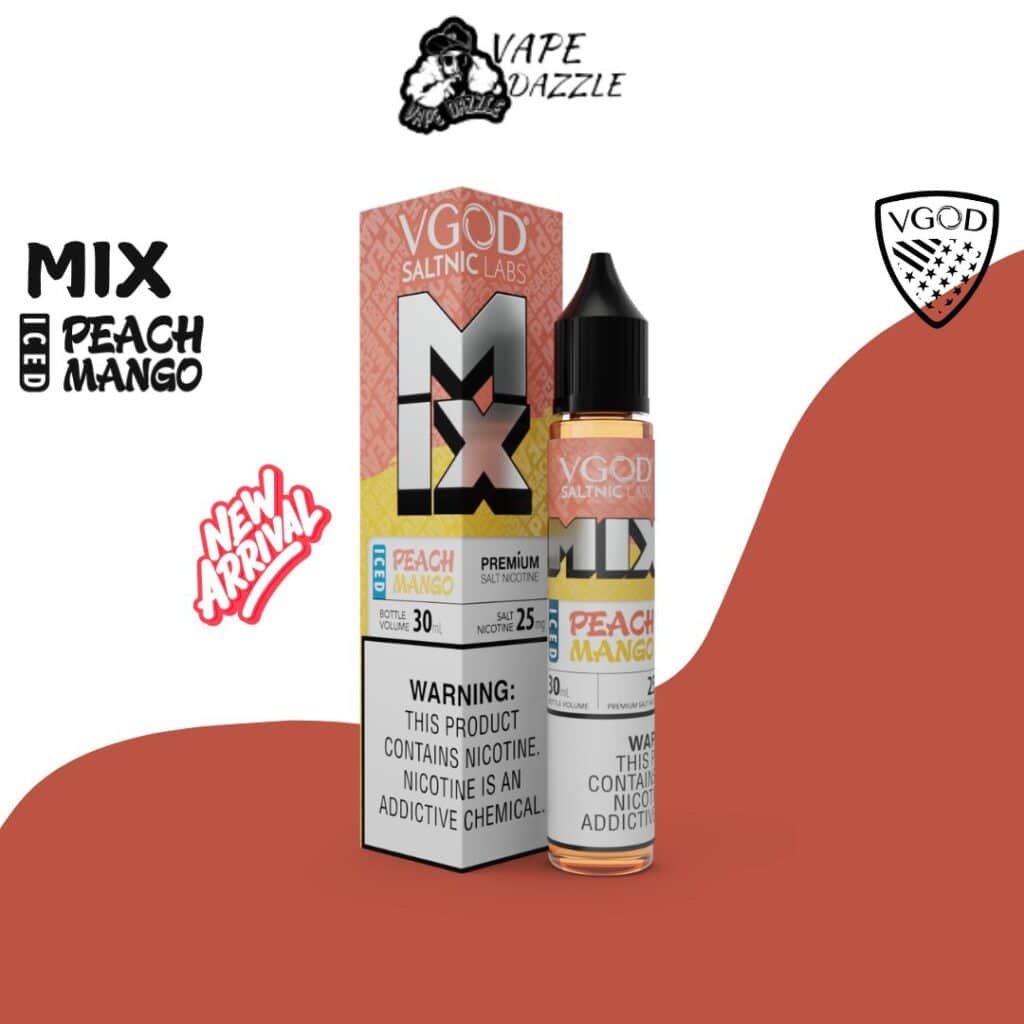 VGOD Saltnic Iced Peach Mango E-Liquid Mix Iced