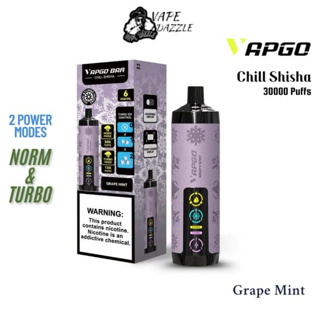 Vapgo Bar Chill Shisha Grape Mint 30000 Puffs