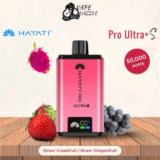 Hayati Pro Ultra+ S Straw' Grapefruit-Straw' Dragonfruit 50000 Puffs