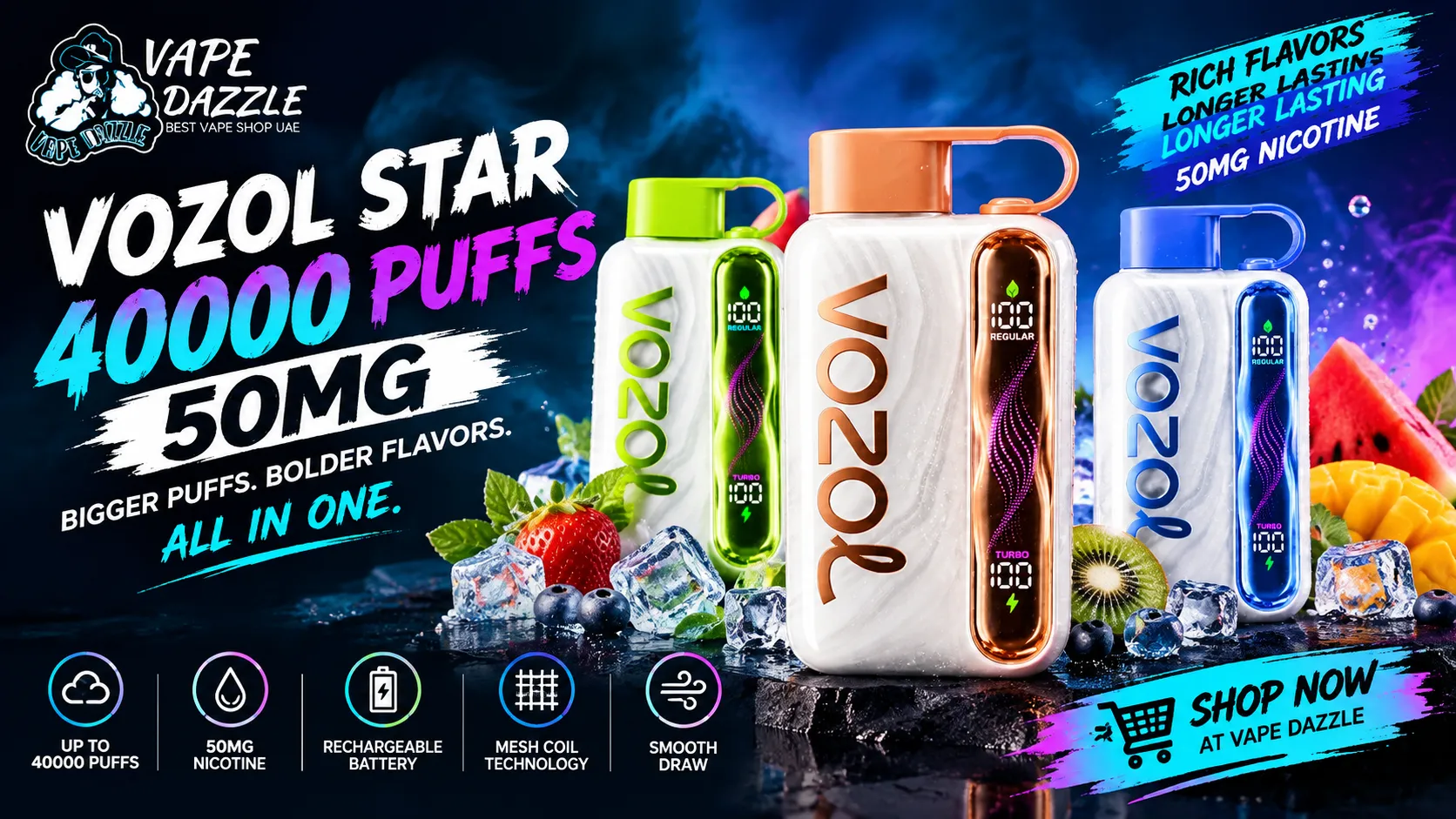 Vozol Star 40000 Puffs 50MG Nicotine Disposable Vape